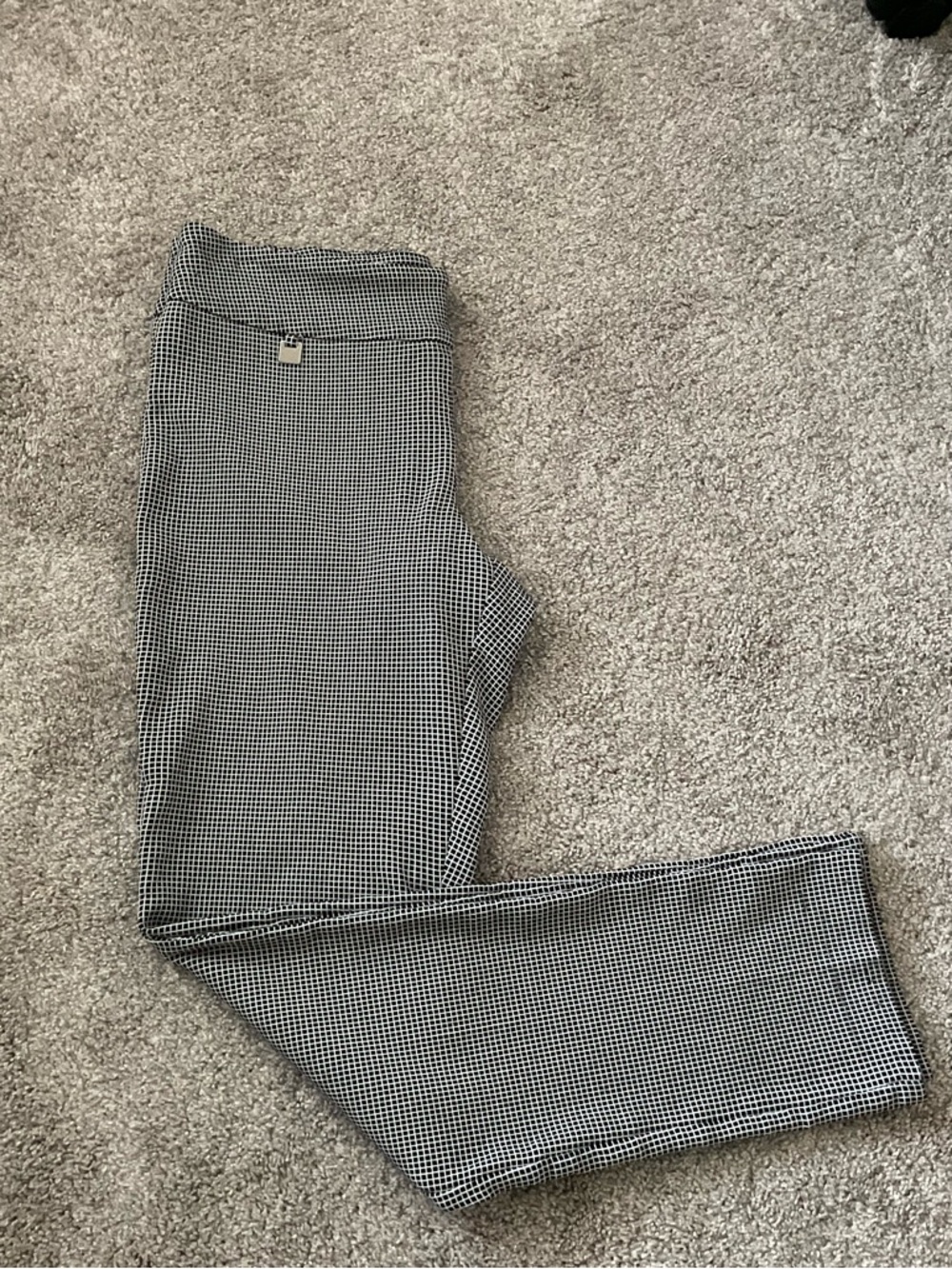 Peck & Peck Ankle Pants Pull On Micro Checks Black White 8